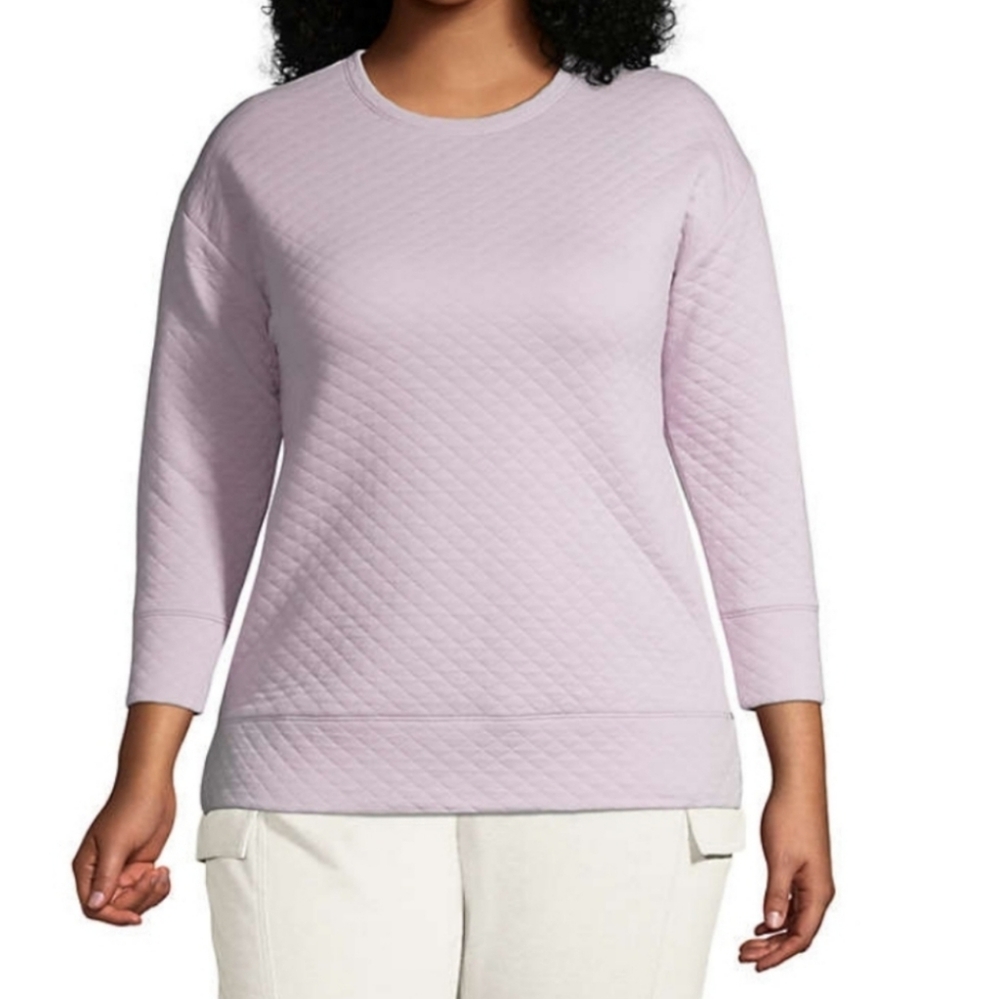 Lands' End purple quilted sweatshirt top size L